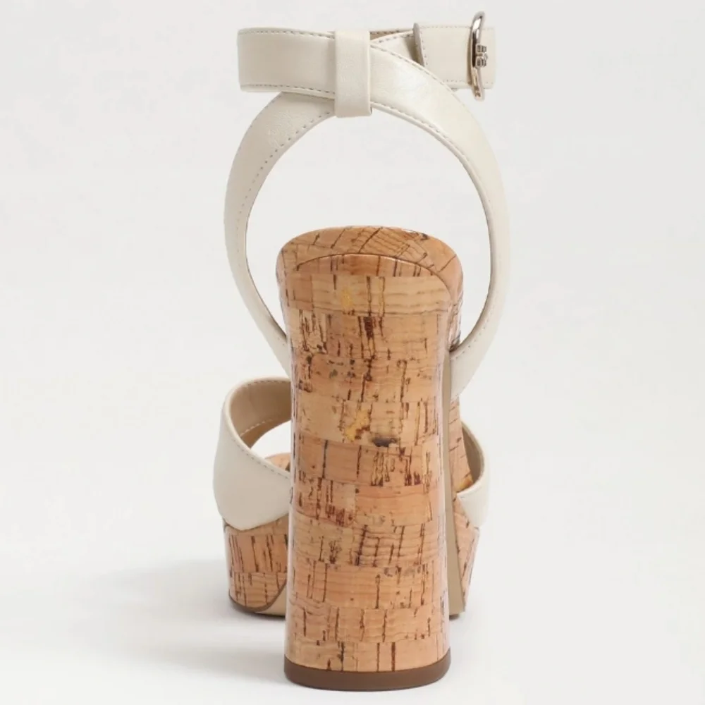 Sam Edelman Kayna Platform High Block Heel Sandal Ivory 8 - Picture 5 of 11